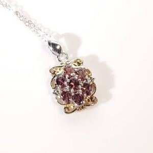 Red Zircon 14k YG Pendant Necklace ITALY Chain